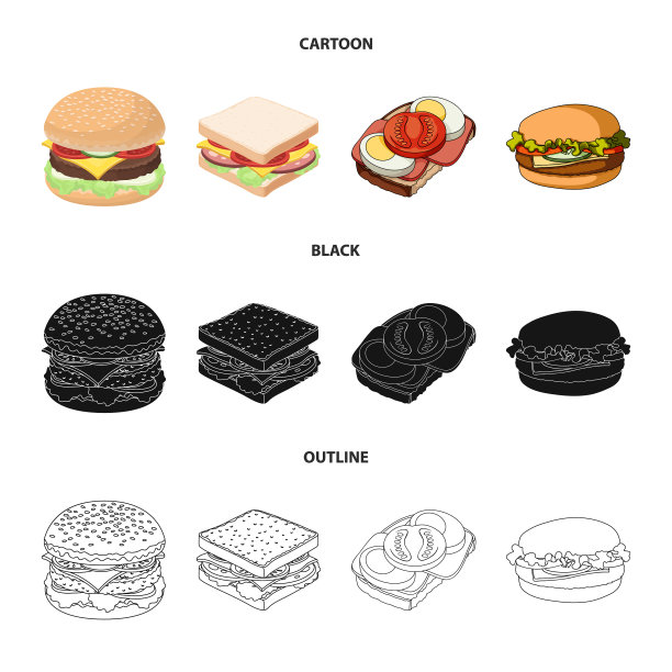 设计三明治和包装符号图片下载