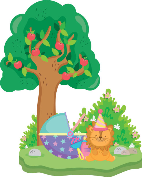 可爱的小狮子和派对帽子图片下载