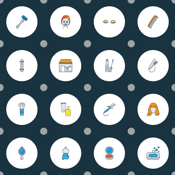 美发师图标彩色线设置剃须图片下载