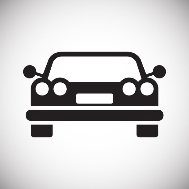 汽车图标上的白色背景图形图片下载