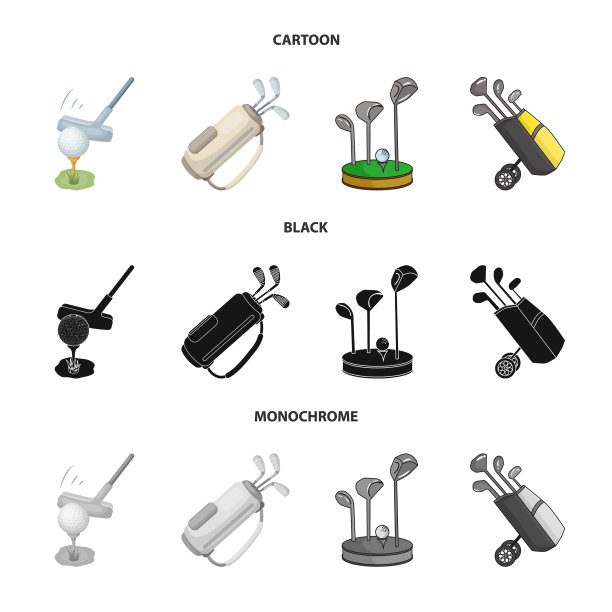 孤立的对象和棍标志设置和高尔夫图片下载