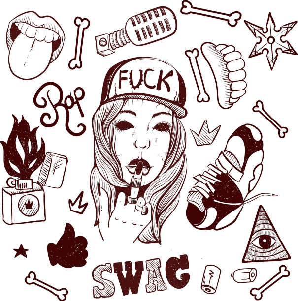 一套说唱音乐偶像黑人孤立的嘻哈图片下载