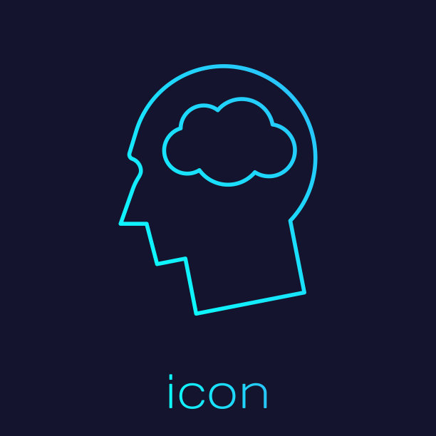 蓝绿色头部剪影与云线图标图片下载