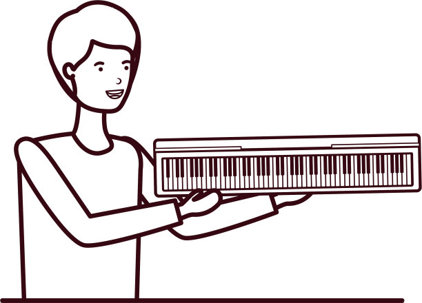有钢琴键盘性格的年轻人图片下载