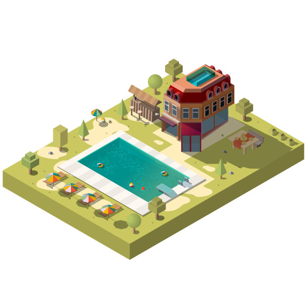 度假酒店与游泳池等距图片下载