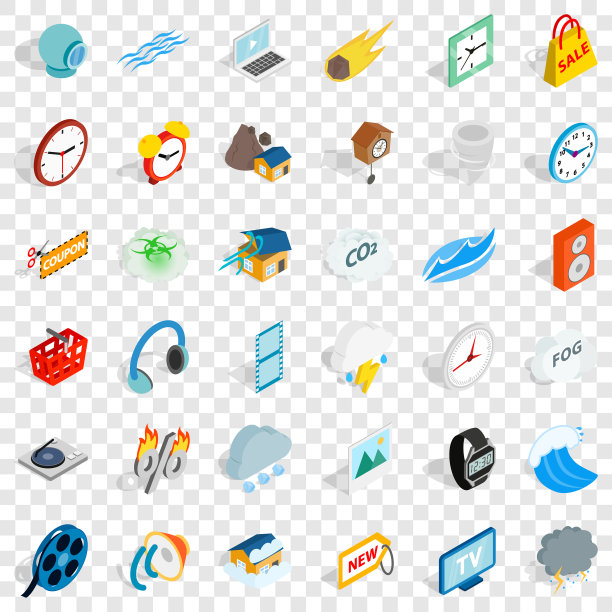 挂钟图标设置等距风格图片下载