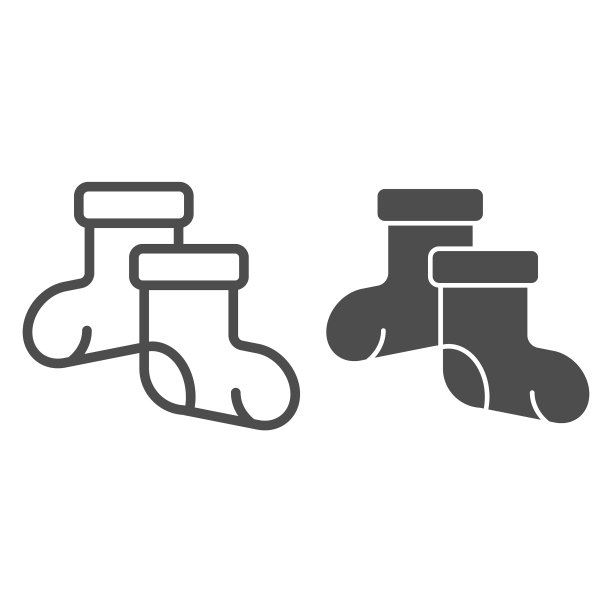袜子线和字形图标脚服装图片下载