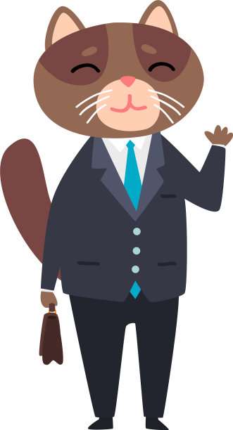 商人猫站在公文包人性化图片下载