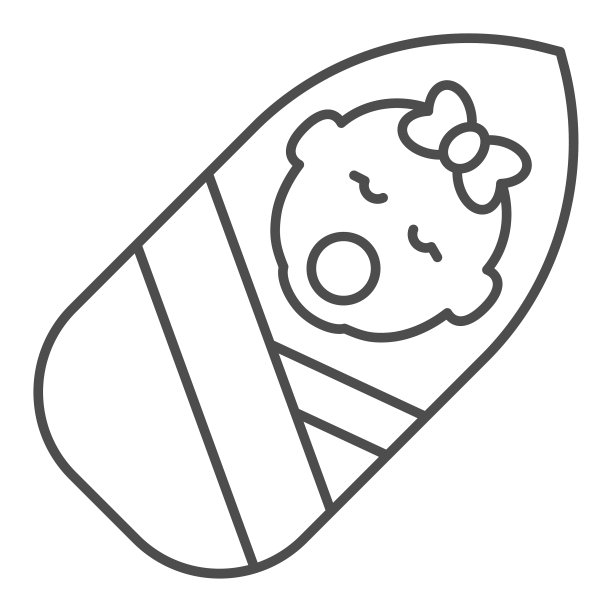 邋遢的宝贝女孩细线图标襁褓宝贝女孩图片下载