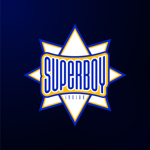 运动标志排印超级男孩英雄标志类型图片下载