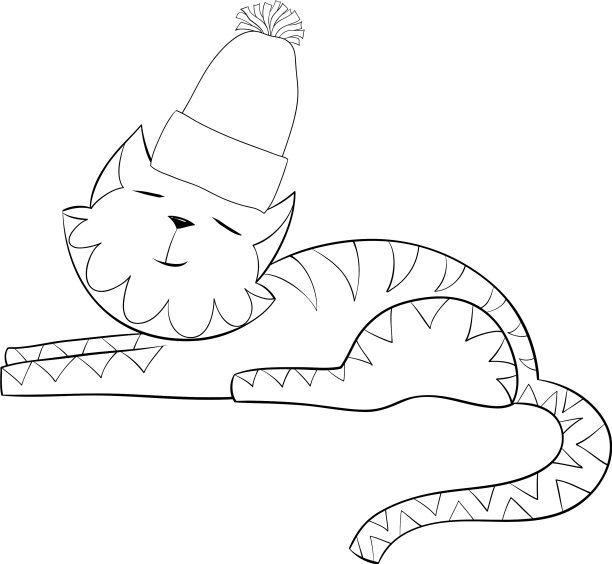 一本彩色书，一只戴着圣诞帽的猫图片下载