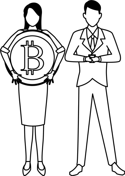 商业夫妇持有加密货币黑色和图片下载