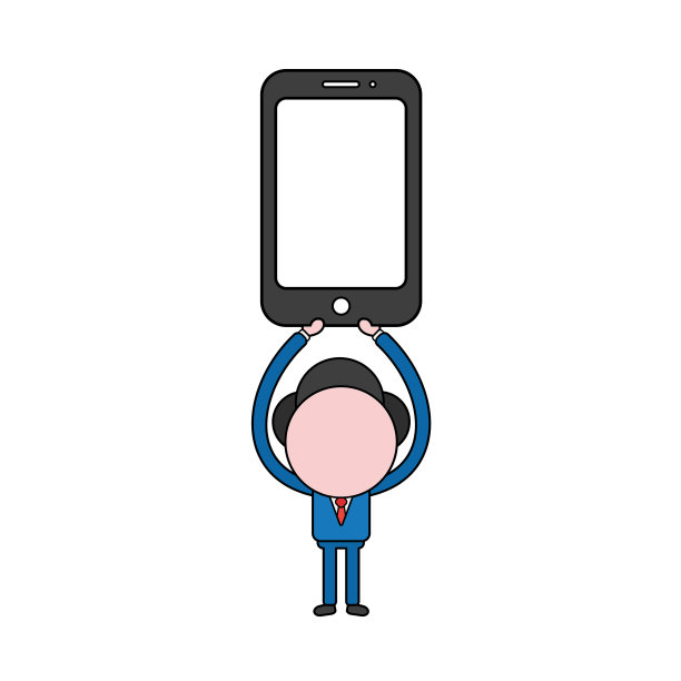 商人性格举起智能手机的颜色图片下载