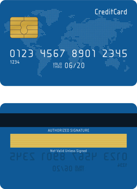 蓝色信用卡正反两面都有图片下载