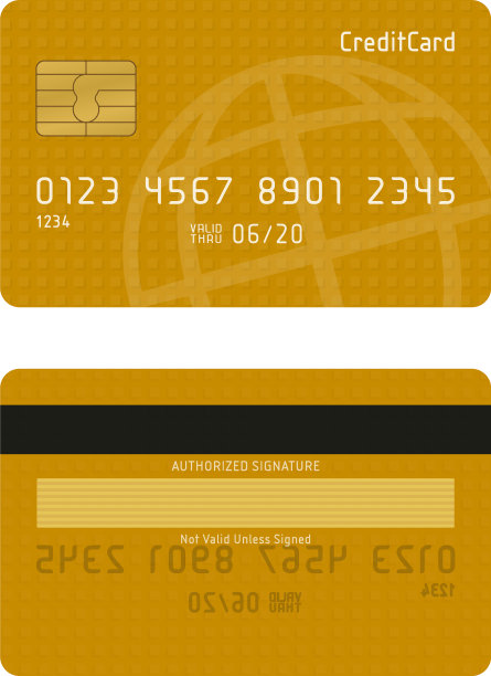 黄色信用卡前后视图图片下载