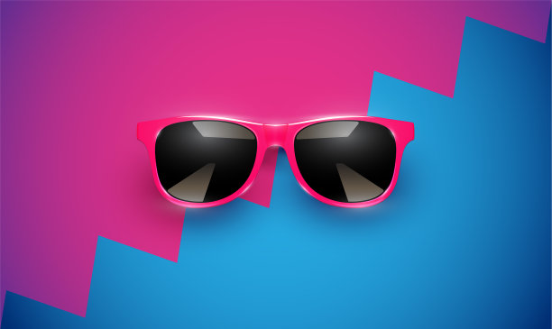 逼真的太阳镜上的彩色背景图片下载