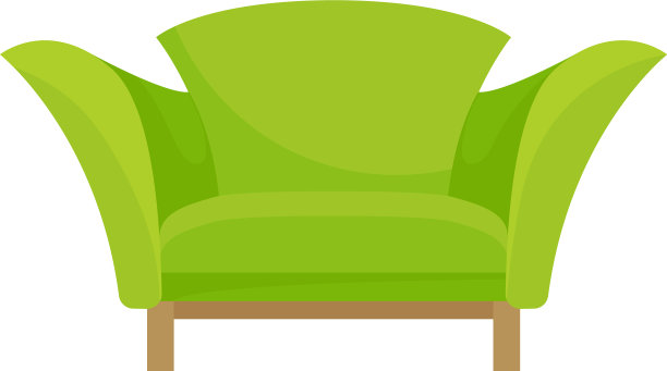 现代绿色扶手椅，木腿，舒适柔软图片下载
