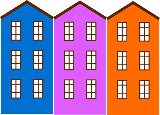 用鲜艳的颜色粉刷的公寓楼图片下载