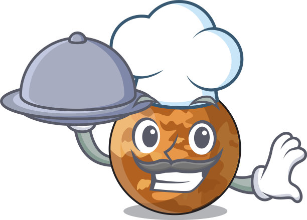 厨师用水银形状的食物在吃图片下载