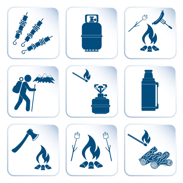 设置旅行和露营装备图标图片下载