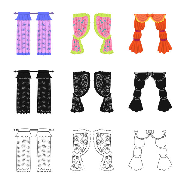 设计窗帘和窗帘的标志套图片下载