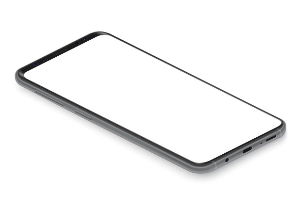 现实的等距黑色无边框智能手机图片下载