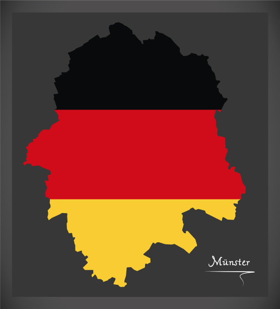 明斯特市地图与德国国旗图片下载