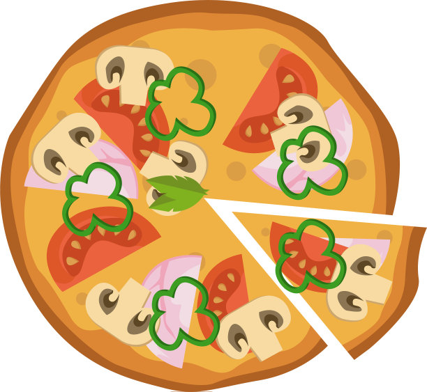 火腿和番茄披萨打印图片下载