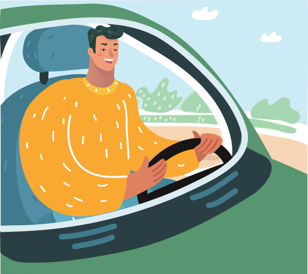 快乐的年轻人开车图片下载