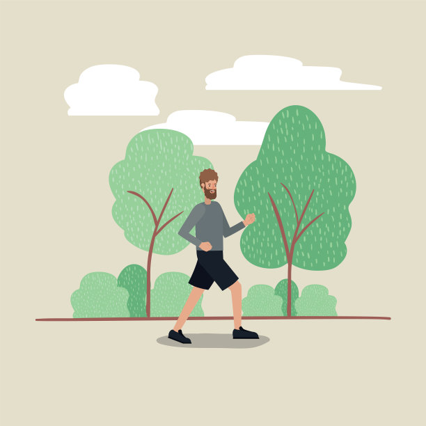 在公园里散步的年轻人图片下载