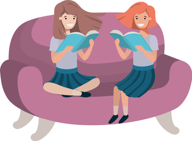 坐在沙发上的女人和书中的化身图片下载