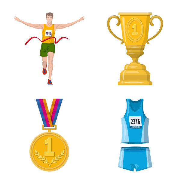 孤立对象步和短跑标志集图片下载