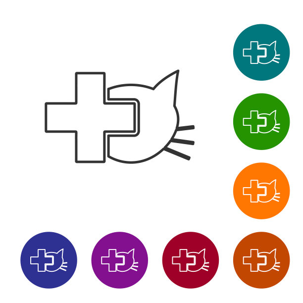灰色兽医诊所符号线图标孤立图片下载