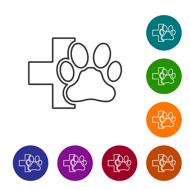 灰色兽医诊所符号线图标孤立图片下载