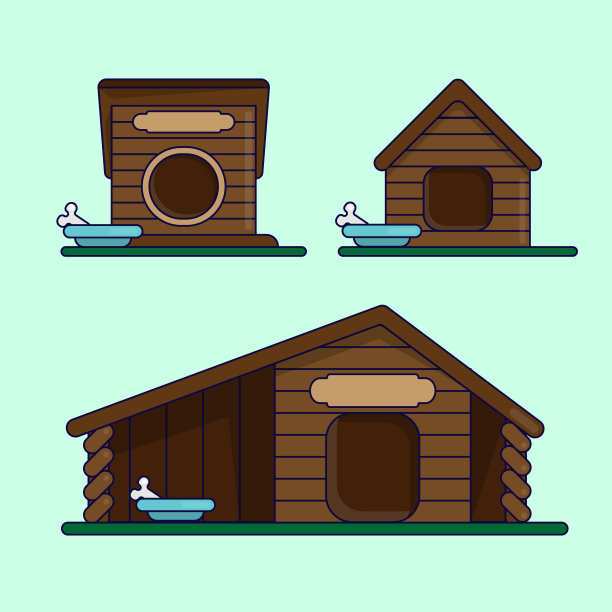 狗屋配有一盘狗粮卡通套餐图片下载