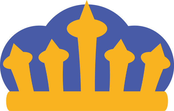 孤立的金蓝皇冠设计图片下载