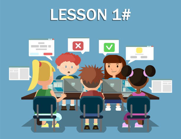 有笔记本电脑的孩子分享媒体信息图片下载