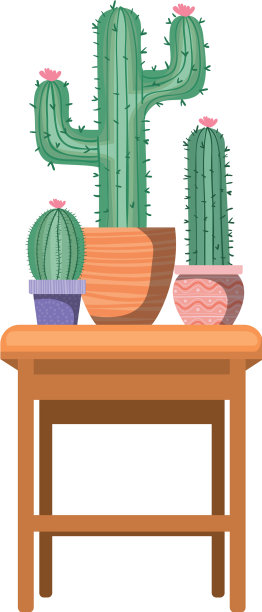 仙人掌与盆栽桌上图标图片下载