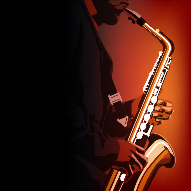 带有萨克斯管演奏者的抽象音乐图片下载