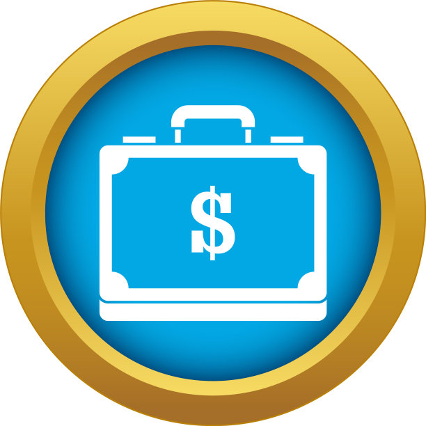 公文包满钱图标蓝色孤立图片下载