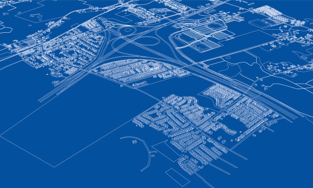 勾勒城市概念线框风格图片下载