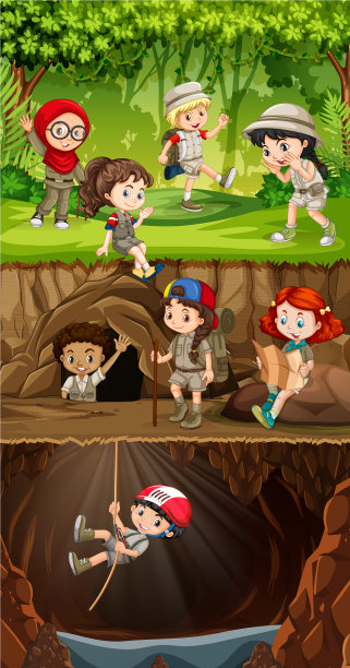 森林探险团体探图片下载