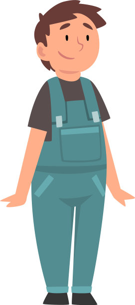 微笑的胖男孩穿着牛仔工装裤可爱图片下载