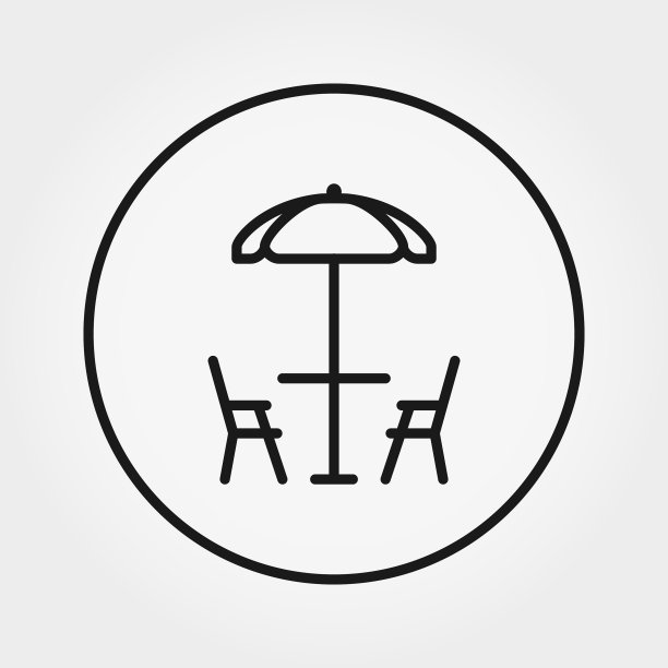 桌子和椅子下的伞海滩咖啡馆图片下载