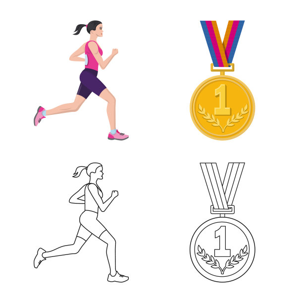 孤立对象运动和获胜者标志集图片下载