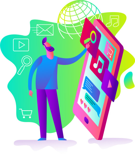 卡通人物的网页设计演示图片下载