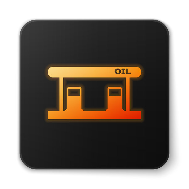 橙色发光的加油站图标孤立图片下载