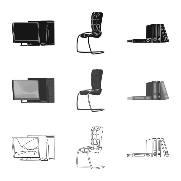 孤立对象家具和工作图标集图片下载