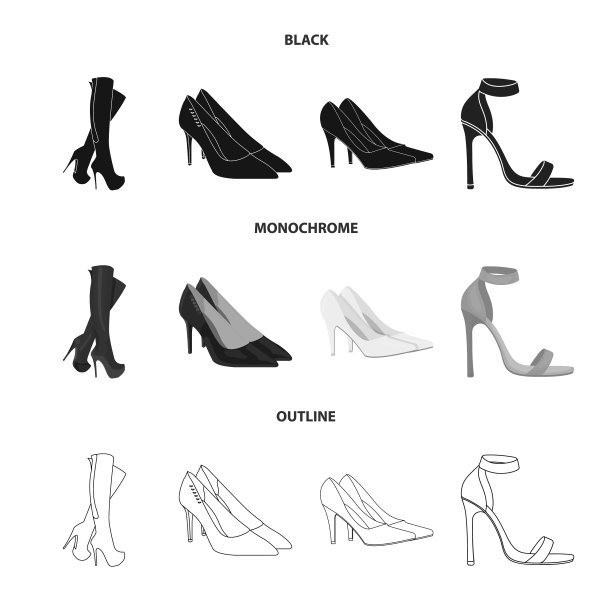 设计鞋跟和高标志设置鞋跟图片下载