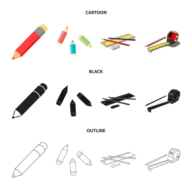 设计铅笔和锐化图标集图片下载